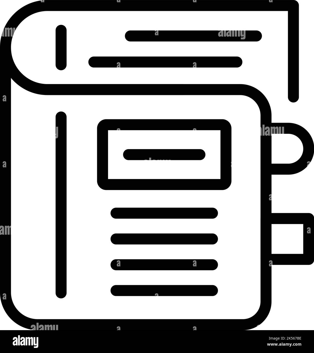 Nuovo vettore di contorno icona ricettario. Cuoci il cibo. Menu principale Illustrazione Vettoriale