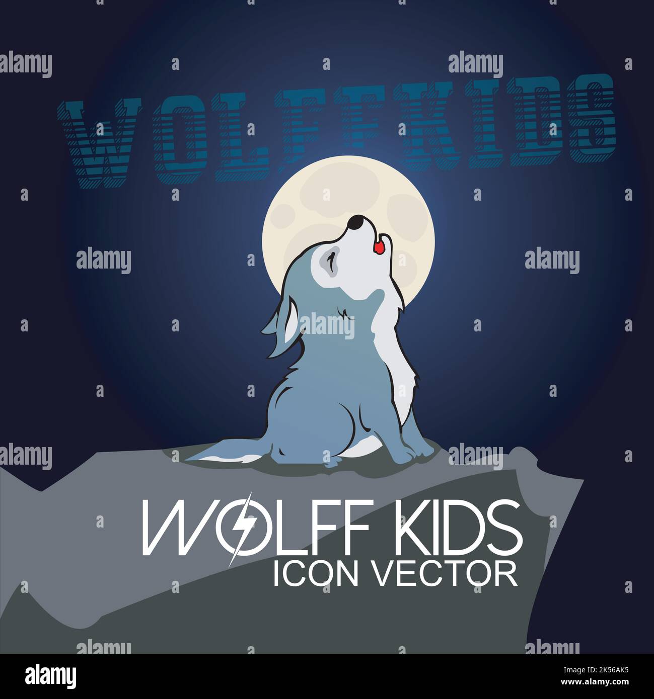 wolf kids / esclusiva ispirazione per il design del logo Illustrazione Vettoriale