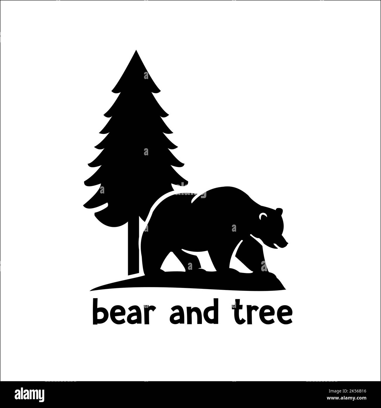 design esclusivo per il logo bear and tree Illustrazione Vettoriale