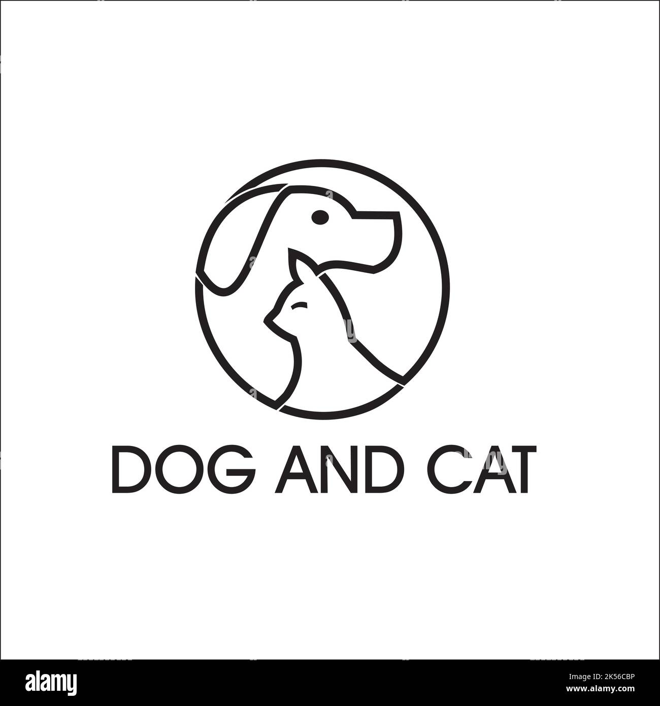 ISPIRAZIONE esclusiva PER IL design DEL LOGO DOG E CAT Illustrazione Vettoriale