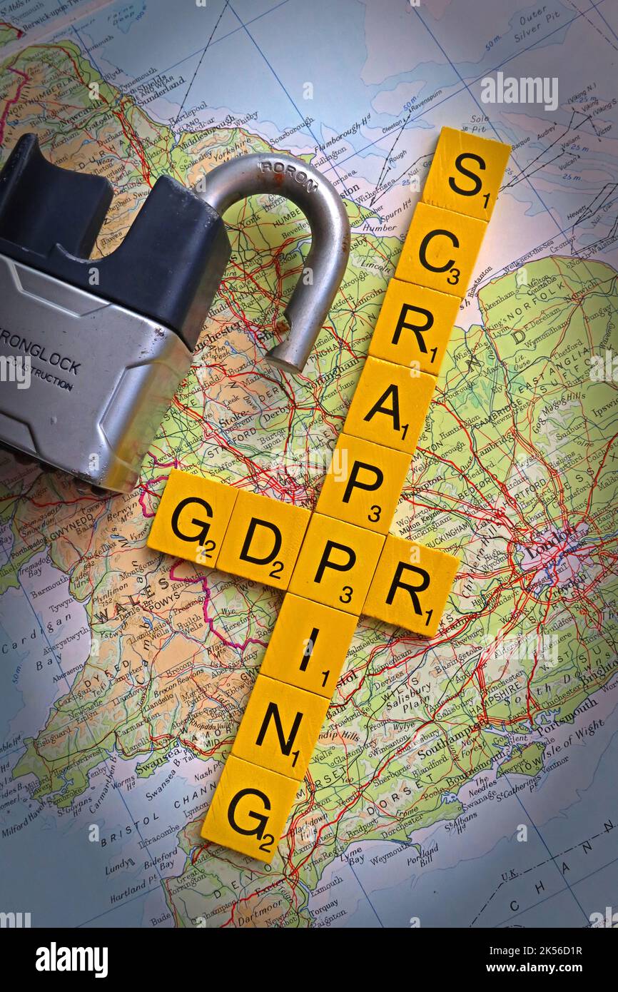 GDPR - Legge britannica sulla protezione dei dati e della privacy, per Inghilterra, Scozia, Galles e NI. Mantenere i nostri dati al sicuro Foto Stock