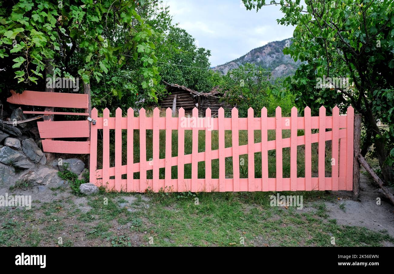 Giardino in legno gate. Foto Stock