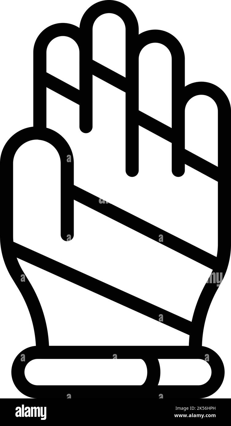 Icona guanti da neve vettore contorno. Guanto invernale. Mano sportiva Illustrazione Vettoriale