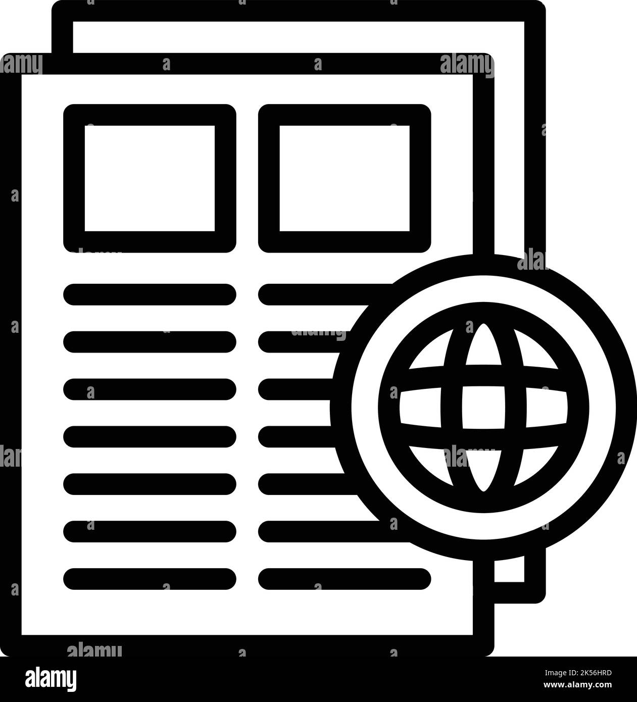 Icona di notizie di giornale vettore di contorno. Studio multimediale. Spettacolo Reporter Illustrazione Vettoriale