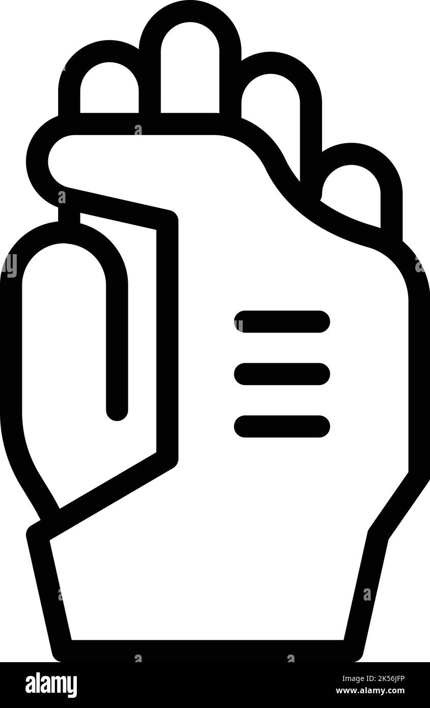 Speciale guanto sportivo icona contorno vettoriale. Mano della scatola. Protezione invernale Illustrazione Vettoriale