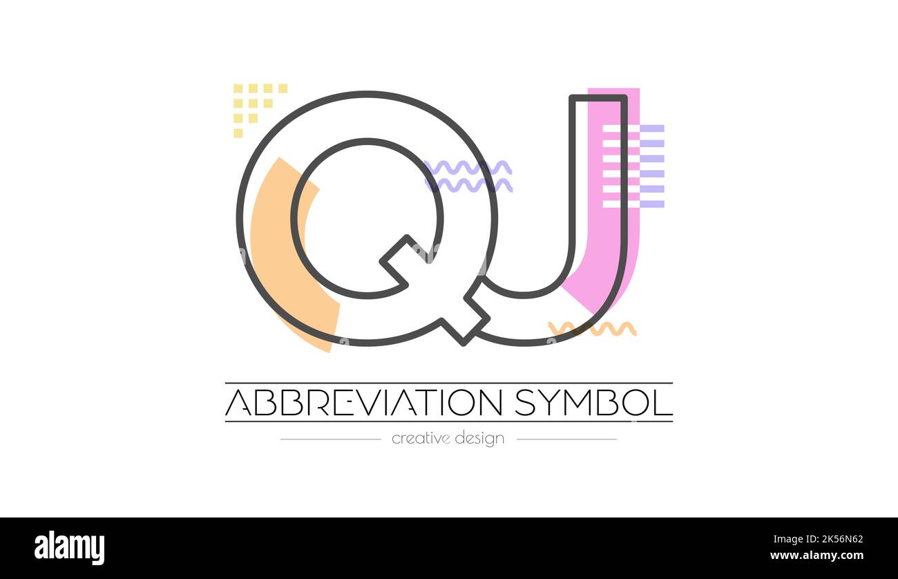 Lettere Q e J. fusione di due lettere. Iniziali logo o simbolo di abbreviazione. Illustrazione vettoriale per il design creativo e le idee creative. Stile piatto. Illustrazione Vettoriale