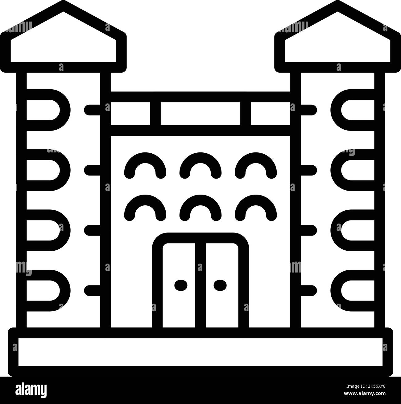 Architettura castello icona vettoriale contorno. Mappa slovacca. Turismo poligonale Illustrazione Vettoriale