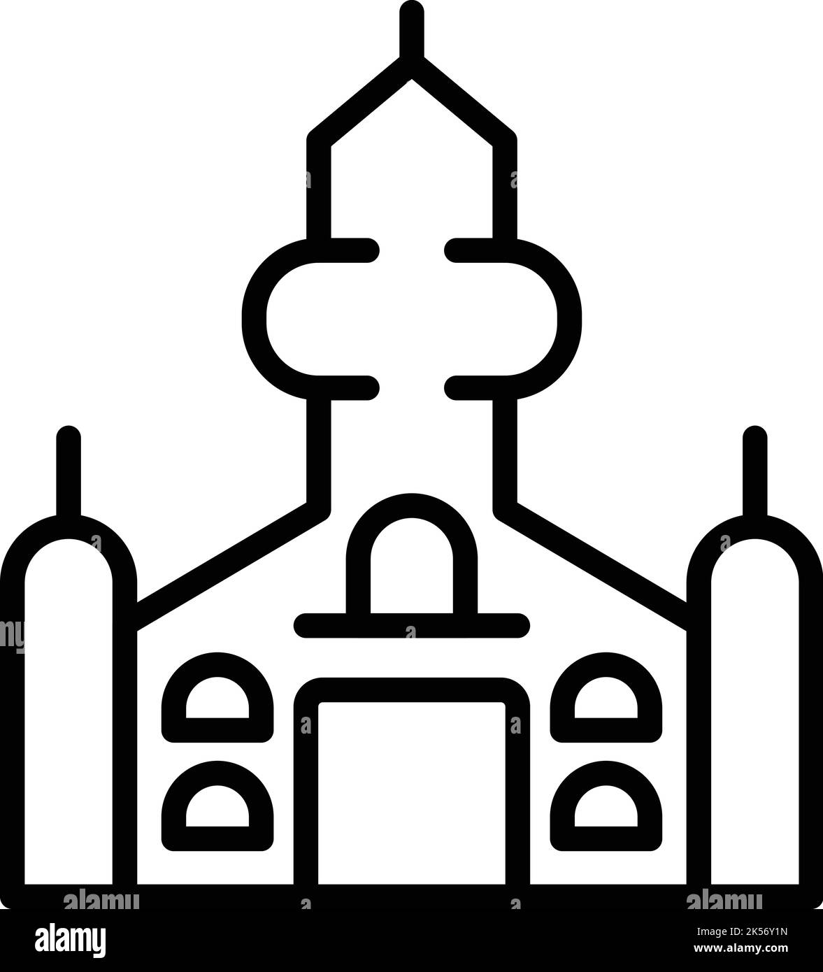 Icona della chiesa slovacca vettore di contorno. Mappa della Slovacchia. Emblema del castello Illustrazione Vettoriale