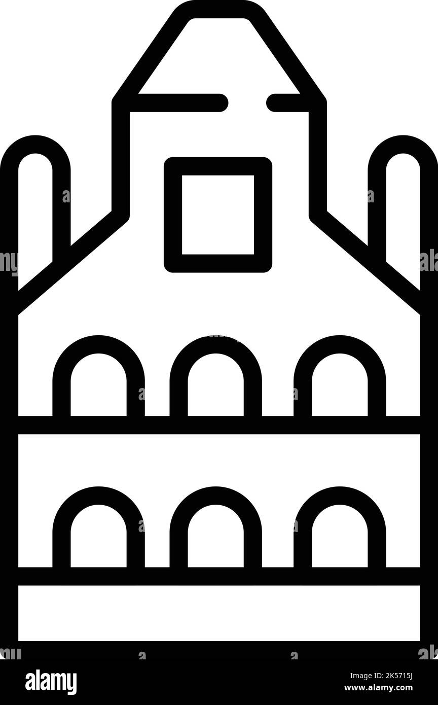 Icona Republic building vettore di contorno. Mappa slovacca. Vecchia storia Illustrazione Vettoriale