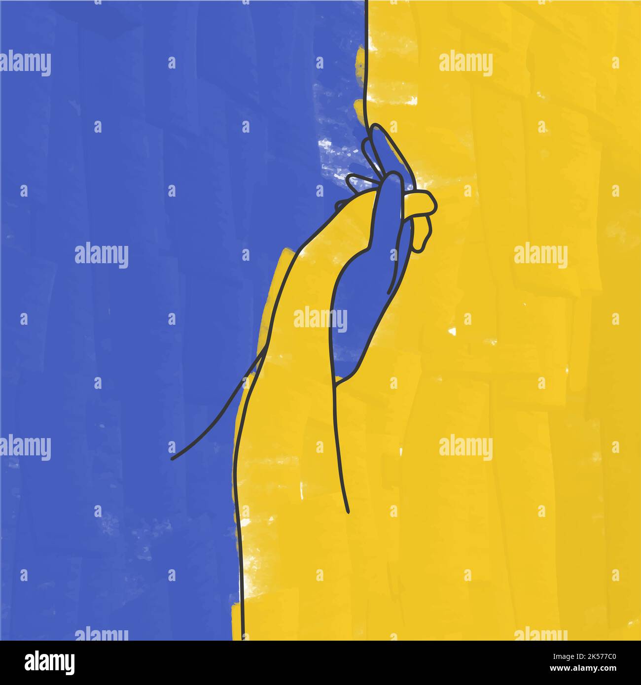 Stretta di mano, pace, nessuna guerra, colori della bandiera dell'Ucraina Illustrazione Vettoriale