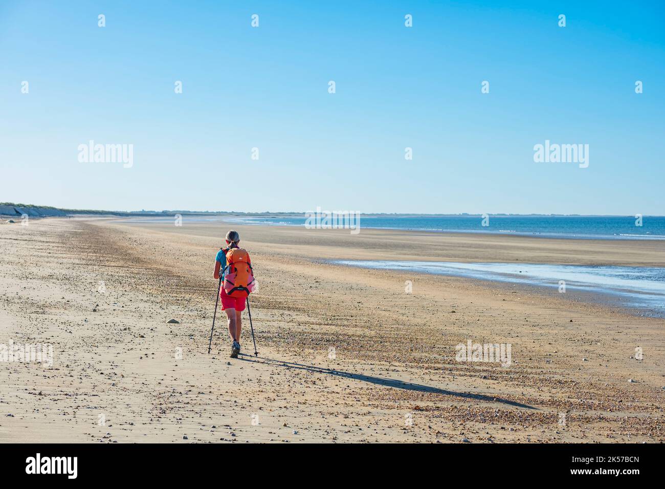 Francia, Morbihan, Gavres, escursione sulla Grande spiaggia, Grande sito di Francia Wild Dunes da Gavres a Quiberon Foto Stock