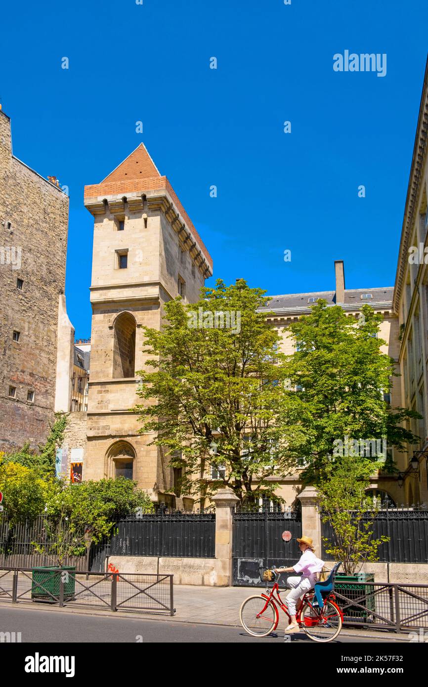 Francia, Parigi, la torre Jean sans Peur costruita nel 15th ° secolo, l'ultima vestigia dell'hotel dei Duchi di Borgogna Rue etienne Marcel, costruita sul recinto Philippe Auguste Foto Stock