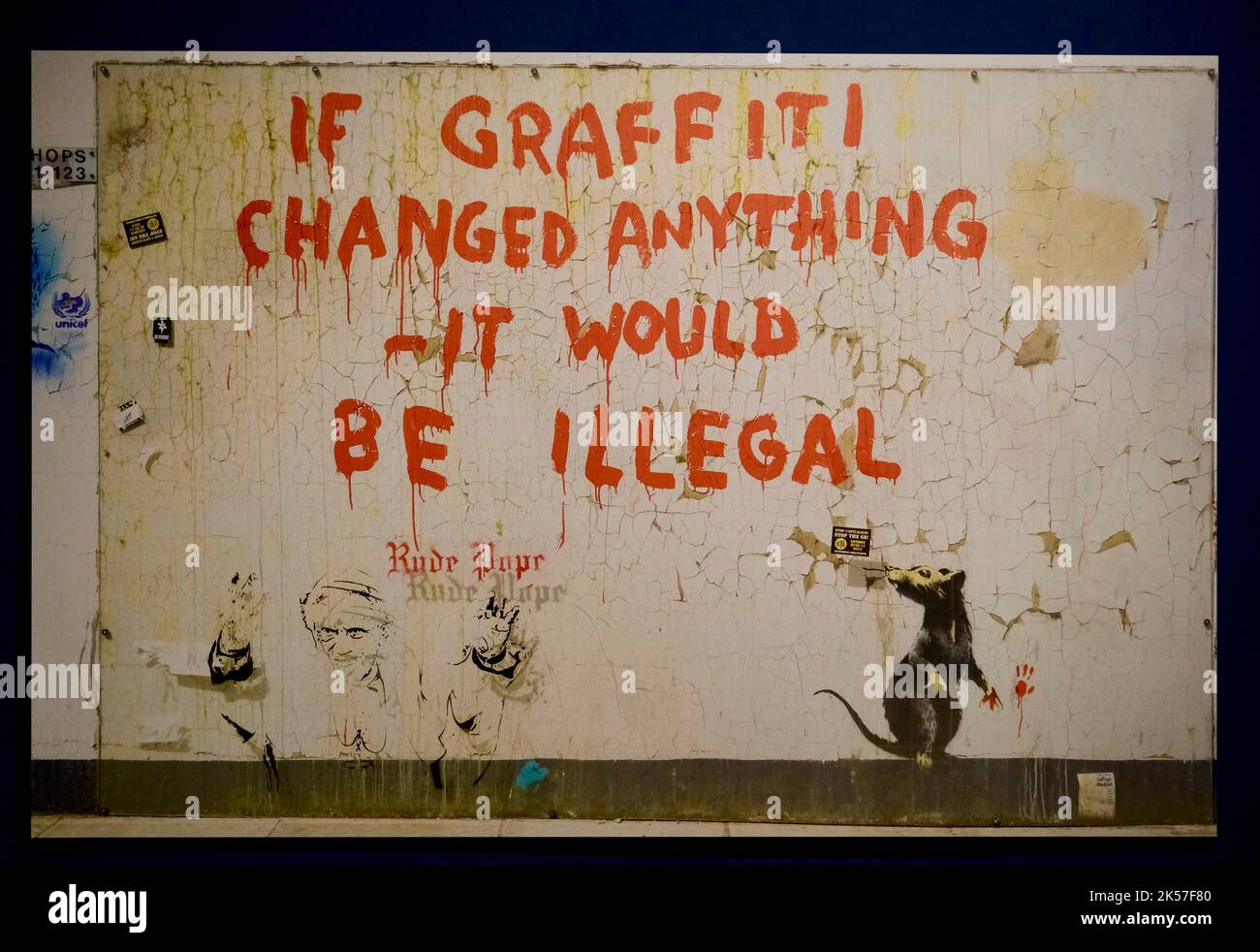 Mostra Portogallo, regione del Nord, Porto, Banksy, Genius o Vandal presso il Centro Congressi Alfandega Foto Stock