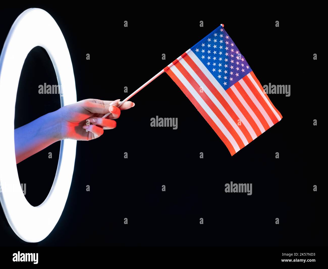 usa bandiera indipendenza giorno mano simbolo americano Foto Stock