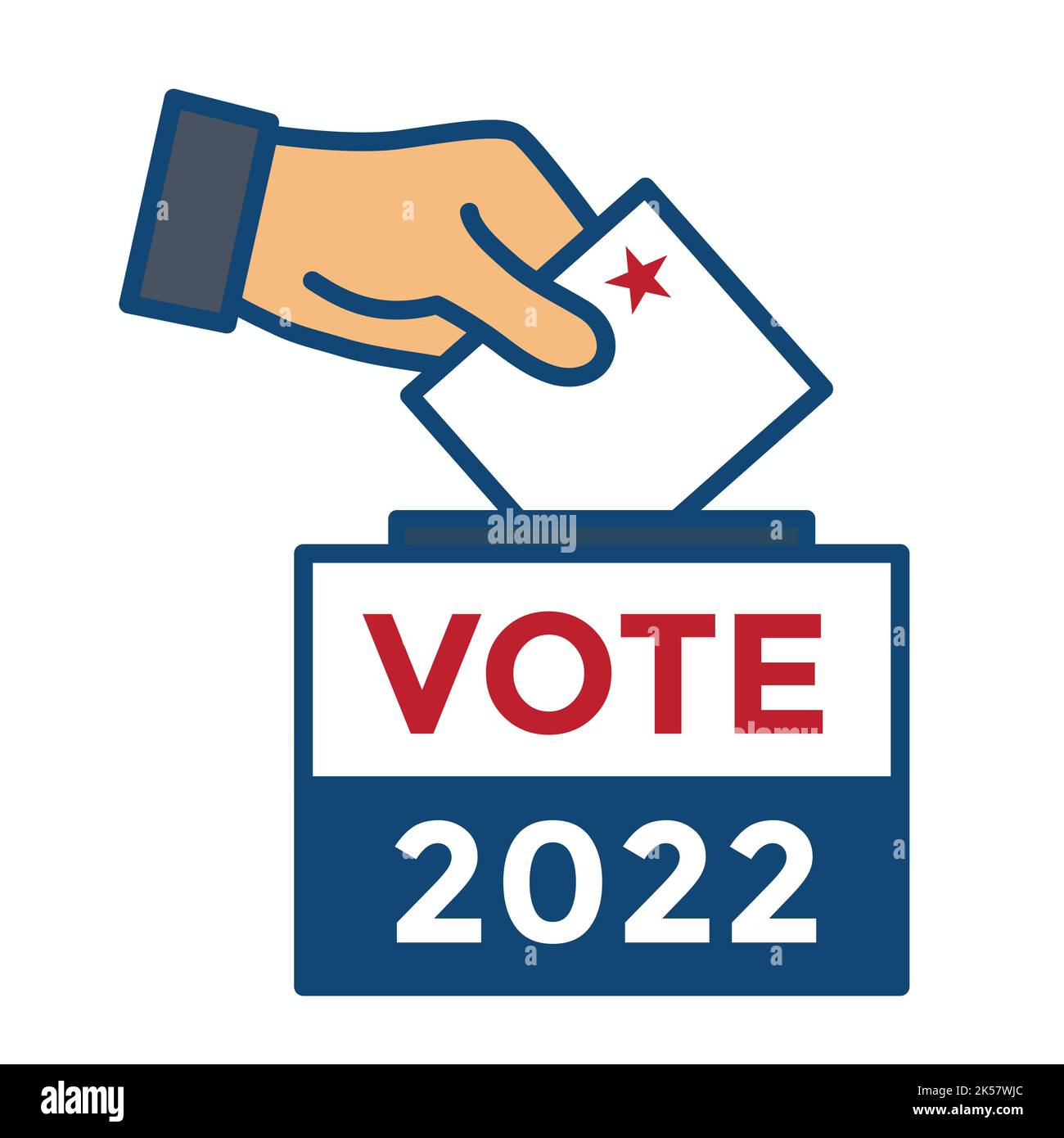 2022 Design delle elezioni di metà mandato con l'icona Red White Blue Vote Illustrazione Vettoriale
