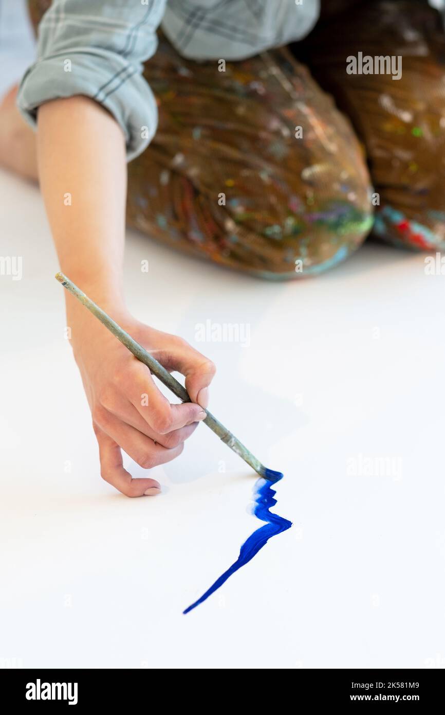 pittura arte artista hobby creativo con pennello Foto Stock