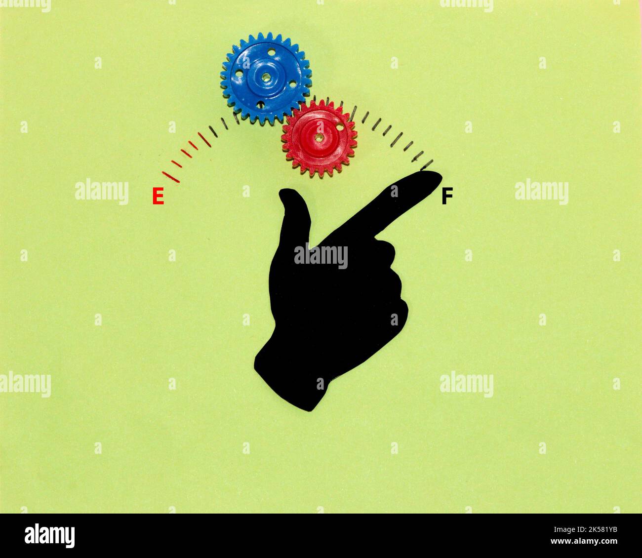 puntatore serbatoio, serbatoio pieno di pensiero creativo, concetto creativo di business Foto Stock