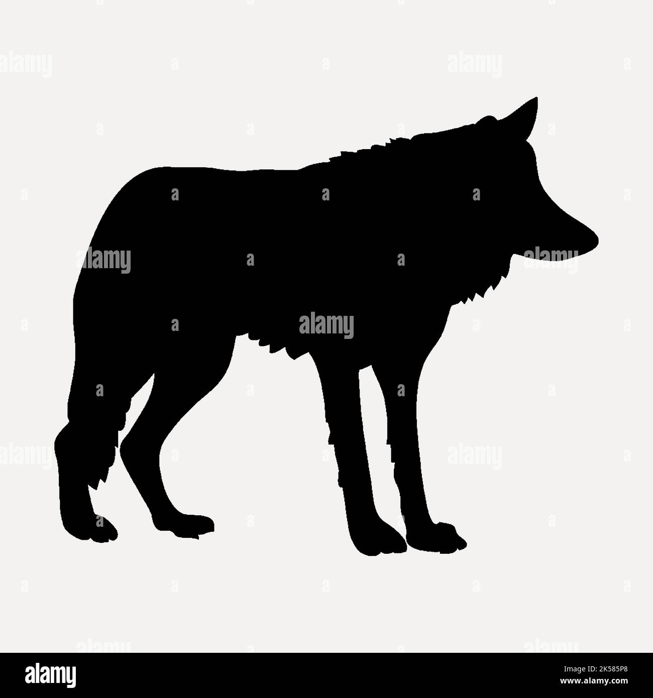 Lupo silhouette clipart, animale selvaggio illustrazione in vettore nero. Illustrazione Vettoriale
