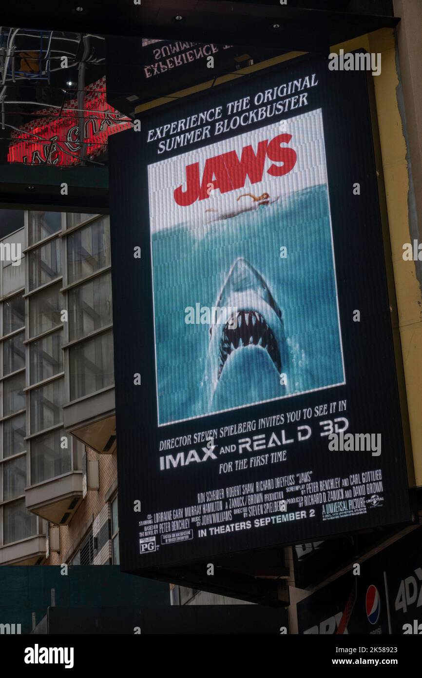Il classico 'JAWS' torna allo schermo cinematografico in IMAX 3D, USA, 2022 Foto Stock