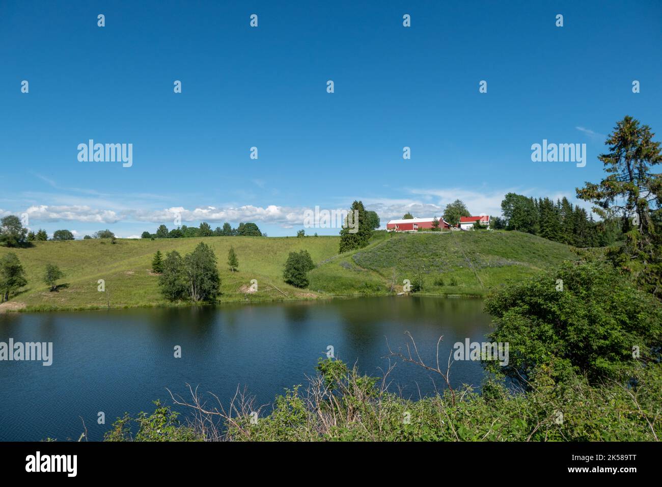 Piccolo lago nella Norvegia rurale Foto Stock