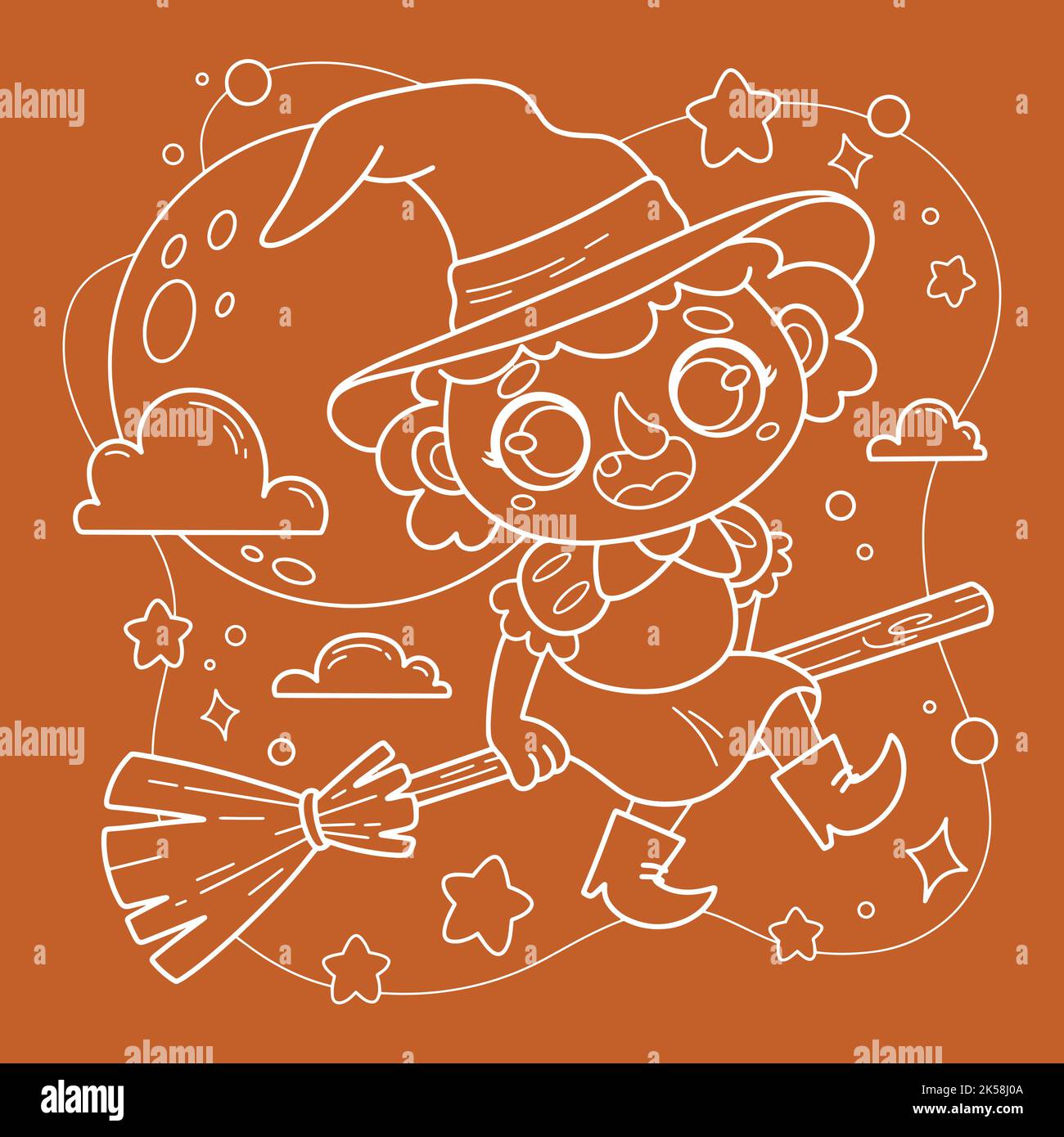 halloween celebrazione colorazione pagina disegno vettoriale illustrazione Illustrazione Vettoriale