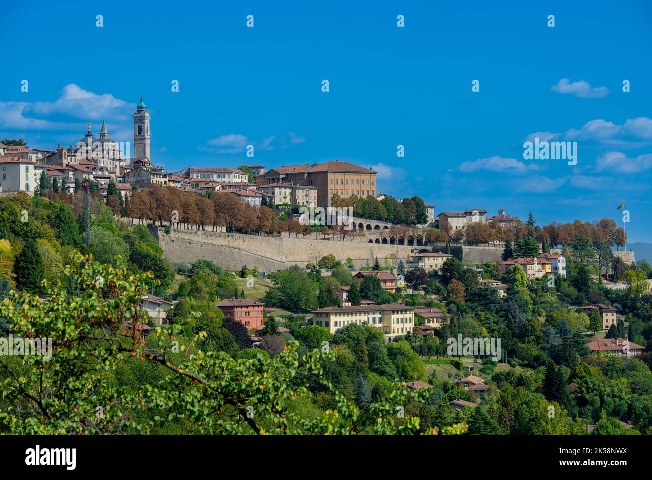 Mura veneziane di fortificazione patrimonio dell'unesco a Bergamo Foto Stock