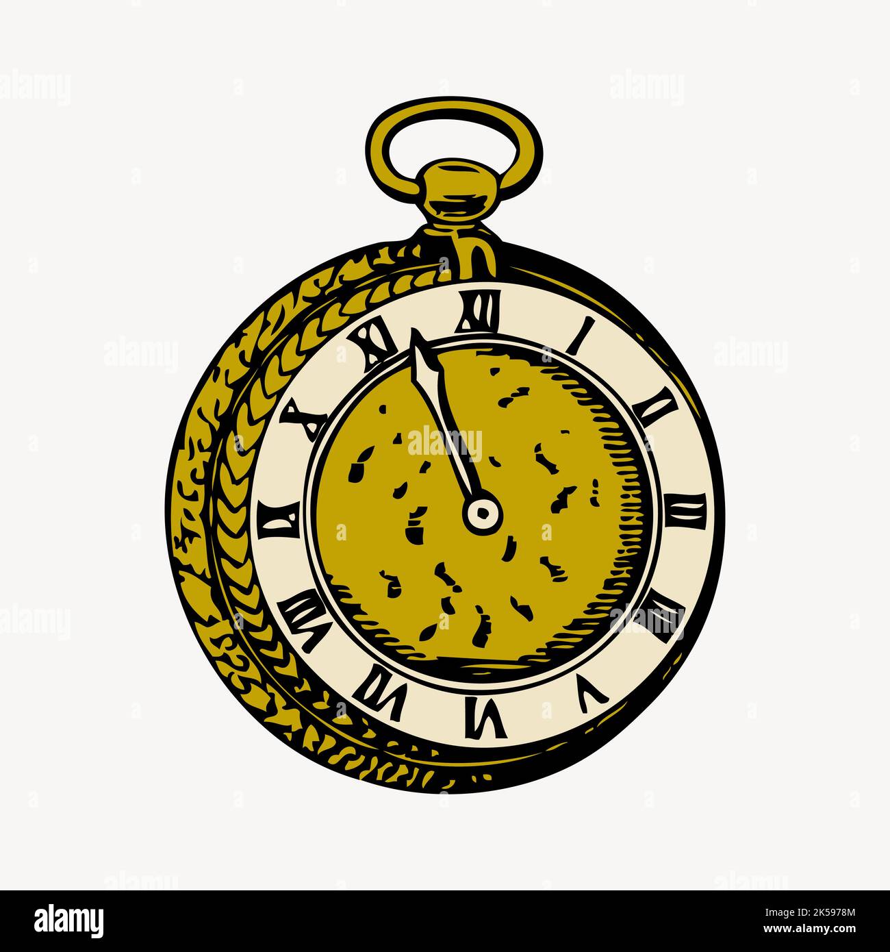 Orologio tascabile clipart, vintage oggetto illustrazione vettore. Illustrazione Vettoriale