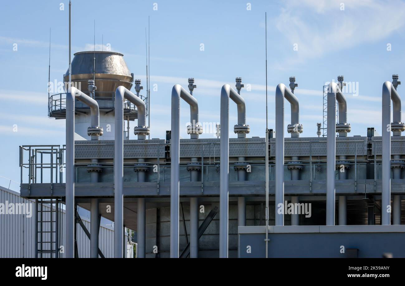 03.08.2022, Germania, Renania settentrionale-Vestfalia, Werne - stadio di compressione e stazione di pompaggio per il gas naturale. Open Grid Europe, stazione di Werne. L'OGE Foto Stock