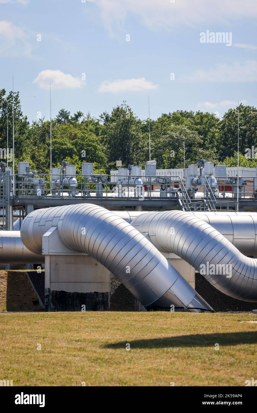 03.08.2022, Germania, Renania settentrionale-Vestfalia, Werne - stadio di compressione e stazione di pompaggio per il gas naturale. Open Grid Europe, stazione di Werne. L'OGE Foto Stock