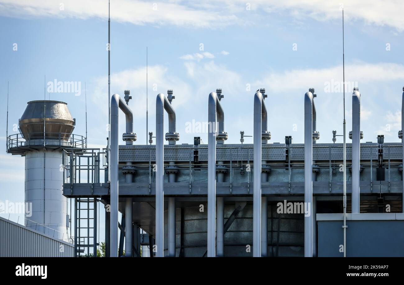 03.08.2022, Germania, Renania settentrionale-Vestfalia, Werne - stadio di compressione e stazione di pompaggio per il gas naturale. Open Grid Europe, stazione di Werne. L'OGE Foto Stock