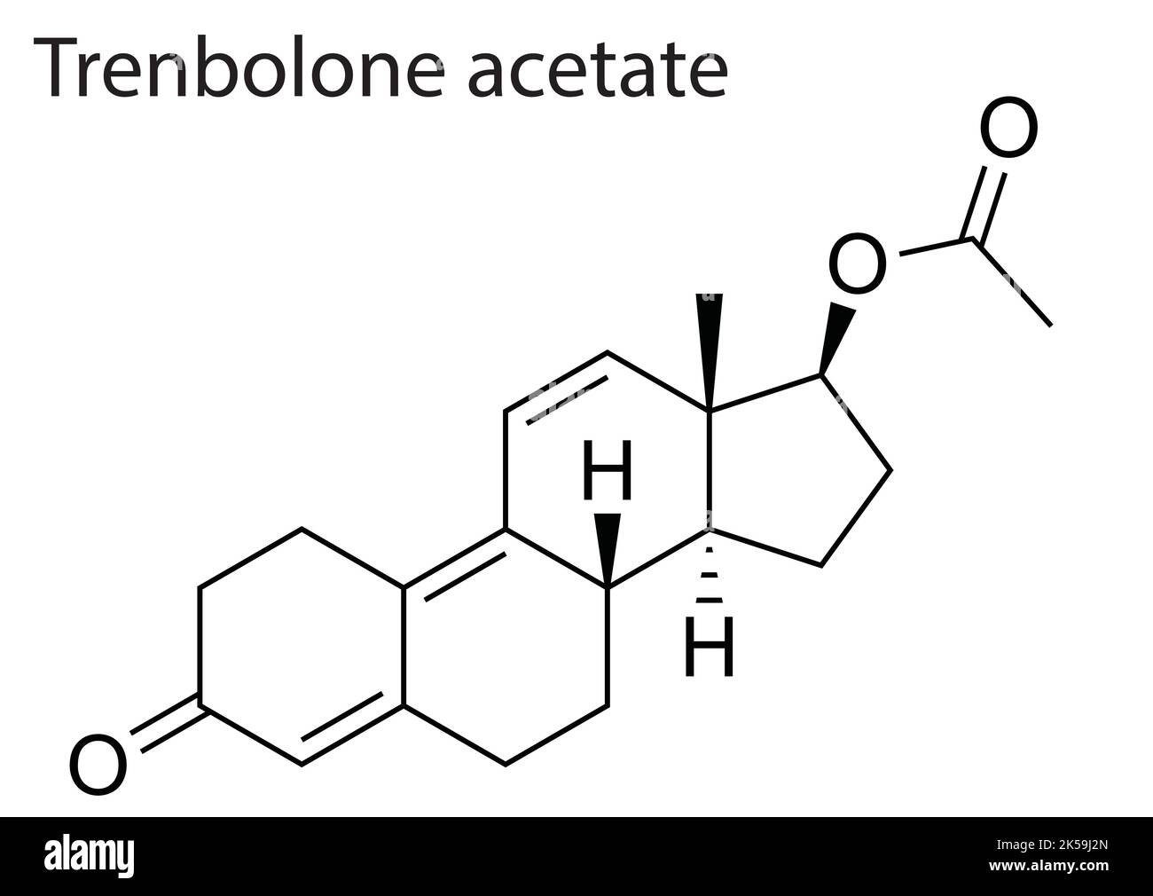 File modificabile vettore molecola struttura scheletrica acetato trenbolone Illustrazione Vettoriale