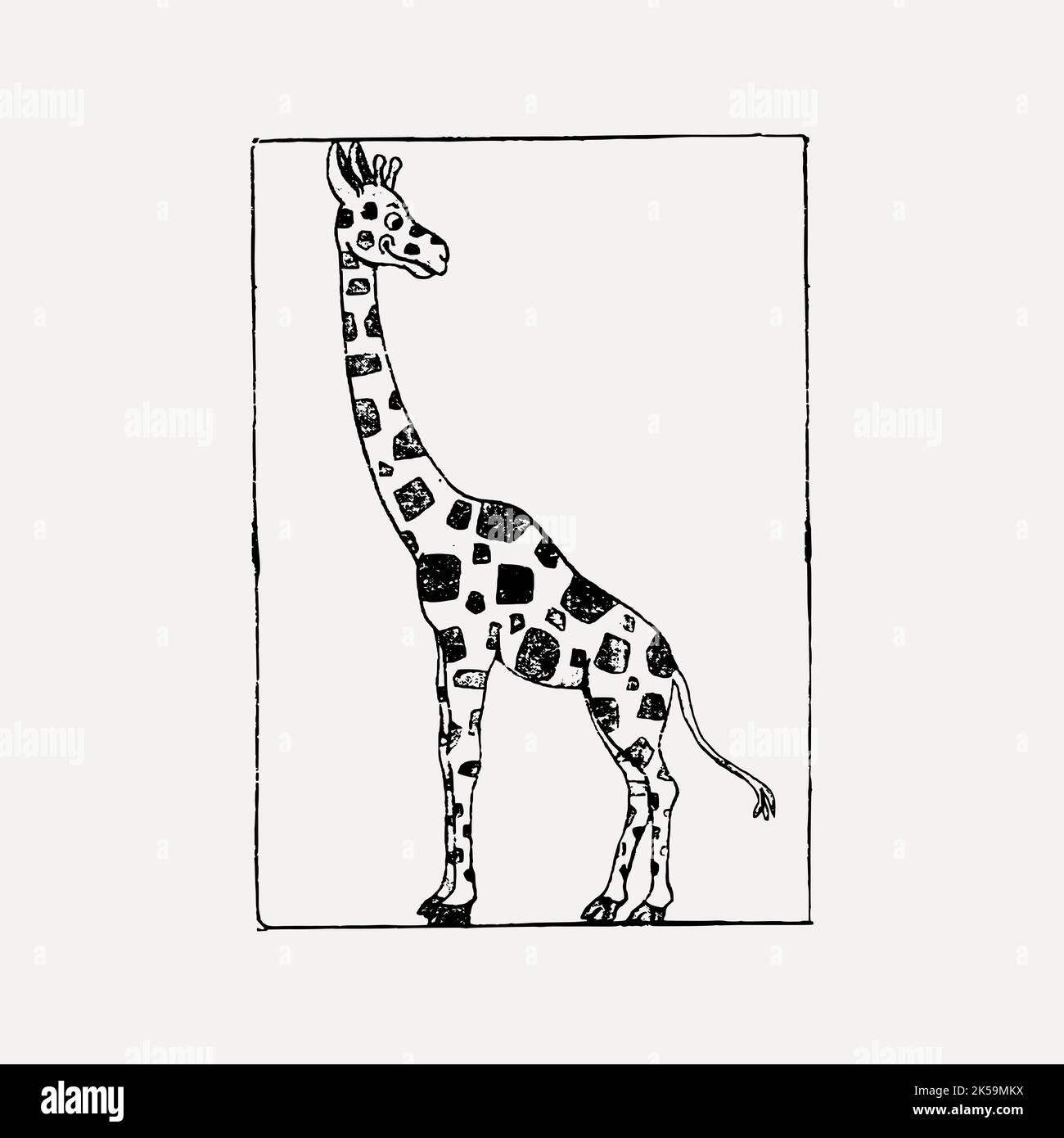 Disegno giraffa, vettore di illustrazione di animali d'annata. Illustrazione Vettoriale