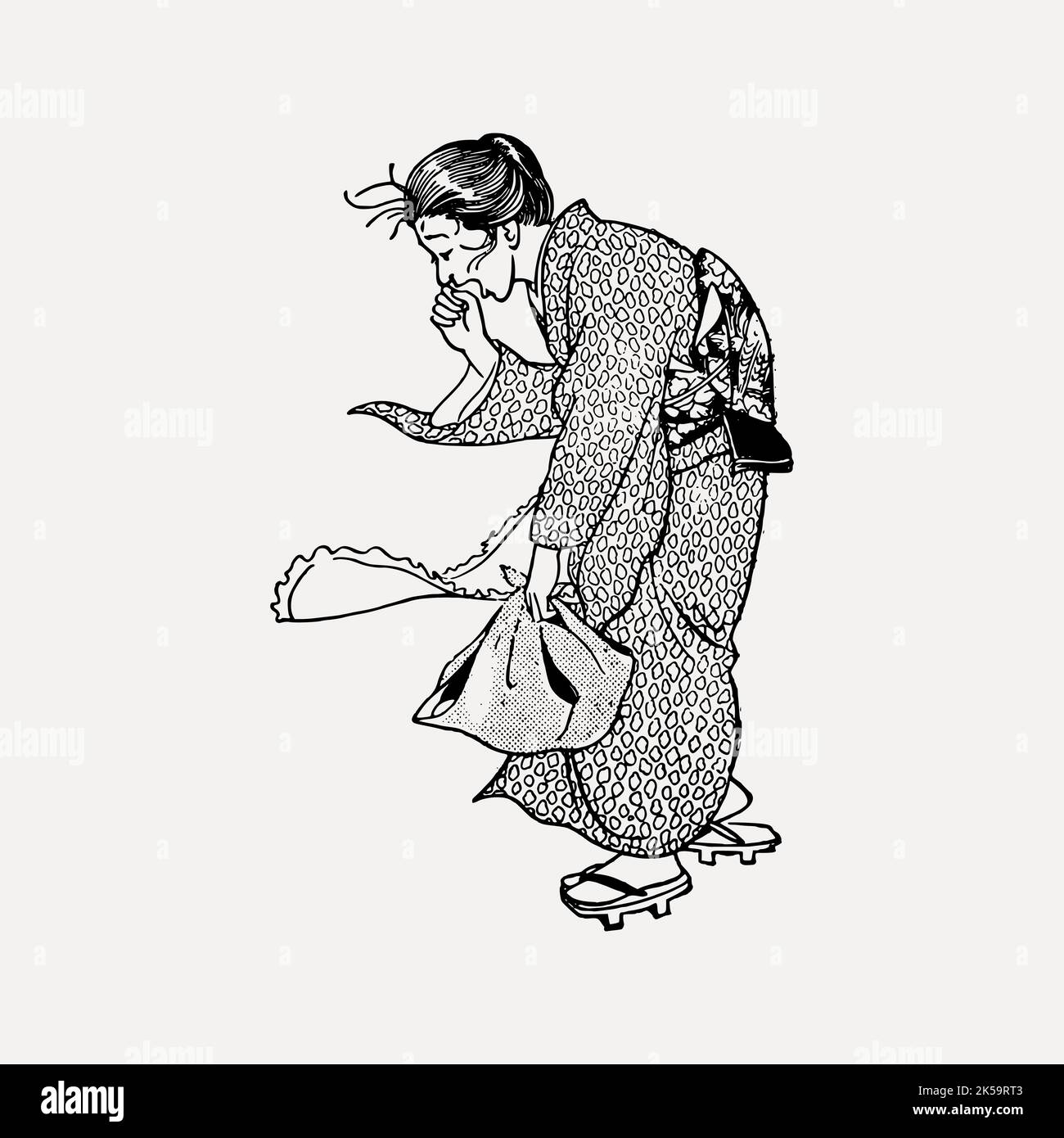 Donna giapponese clipart, disegno vettore di illustrazione. Illustrazione Vettoriale