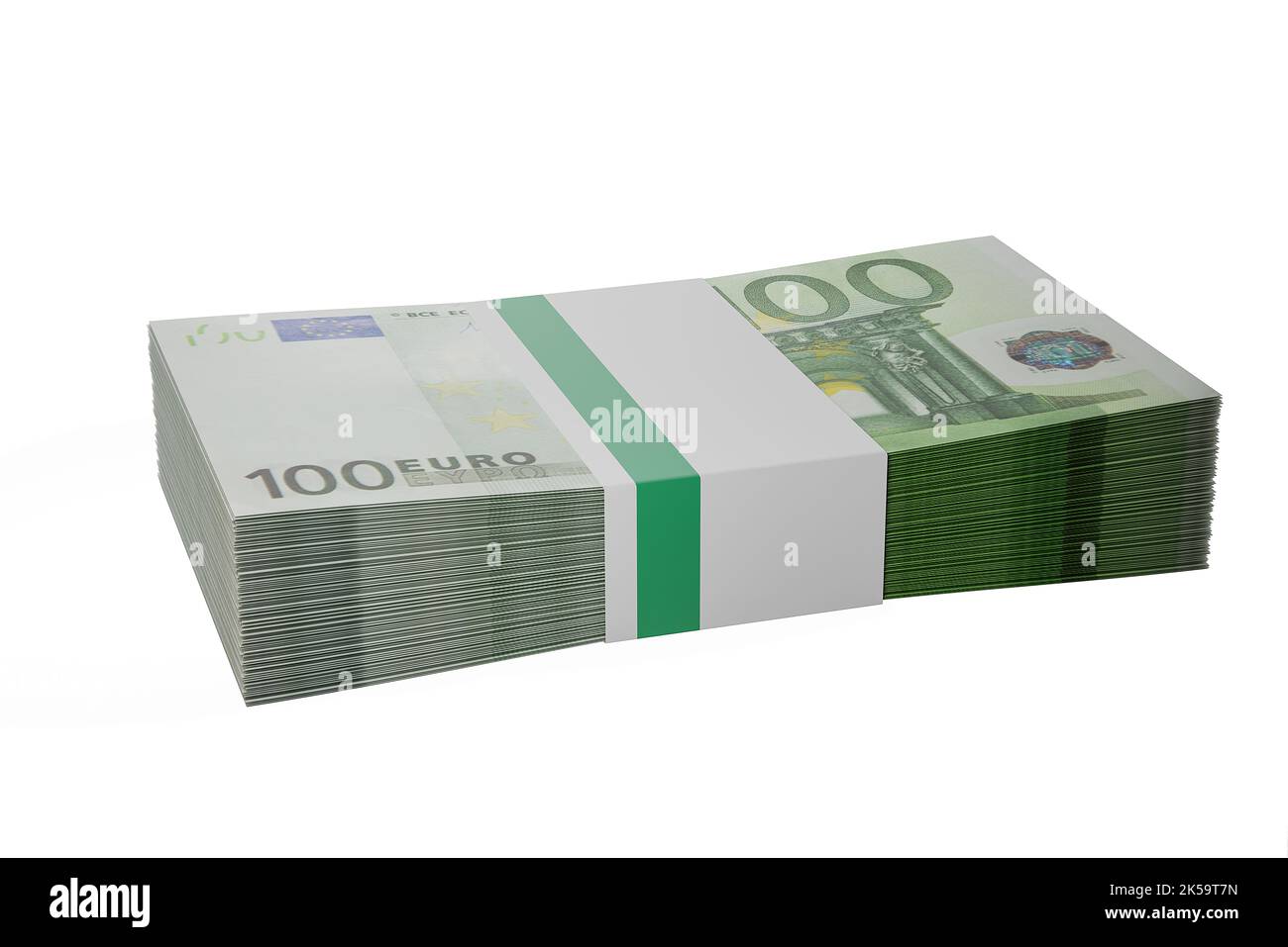 pila di mazzi di banconote da 100 euro pila di fondo di banconote da 100 euro cento euro Foto Stock