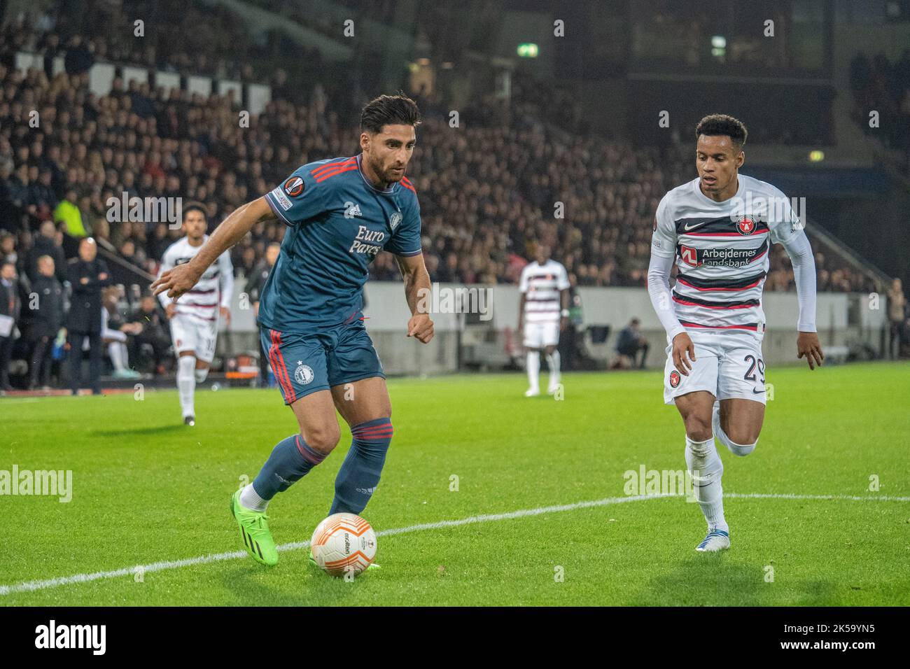 Herning, Danimarca. 06th Ott 2022. Alireza Jahanbakhsh (7) di Feyenoord visto durante la partita della UEFA Europa League tra FC Midtjylland e Feyenoord alla MCH Arena di Herning. (Photo Credit: Gonzales Photo/Alamy Live News Foto Stock