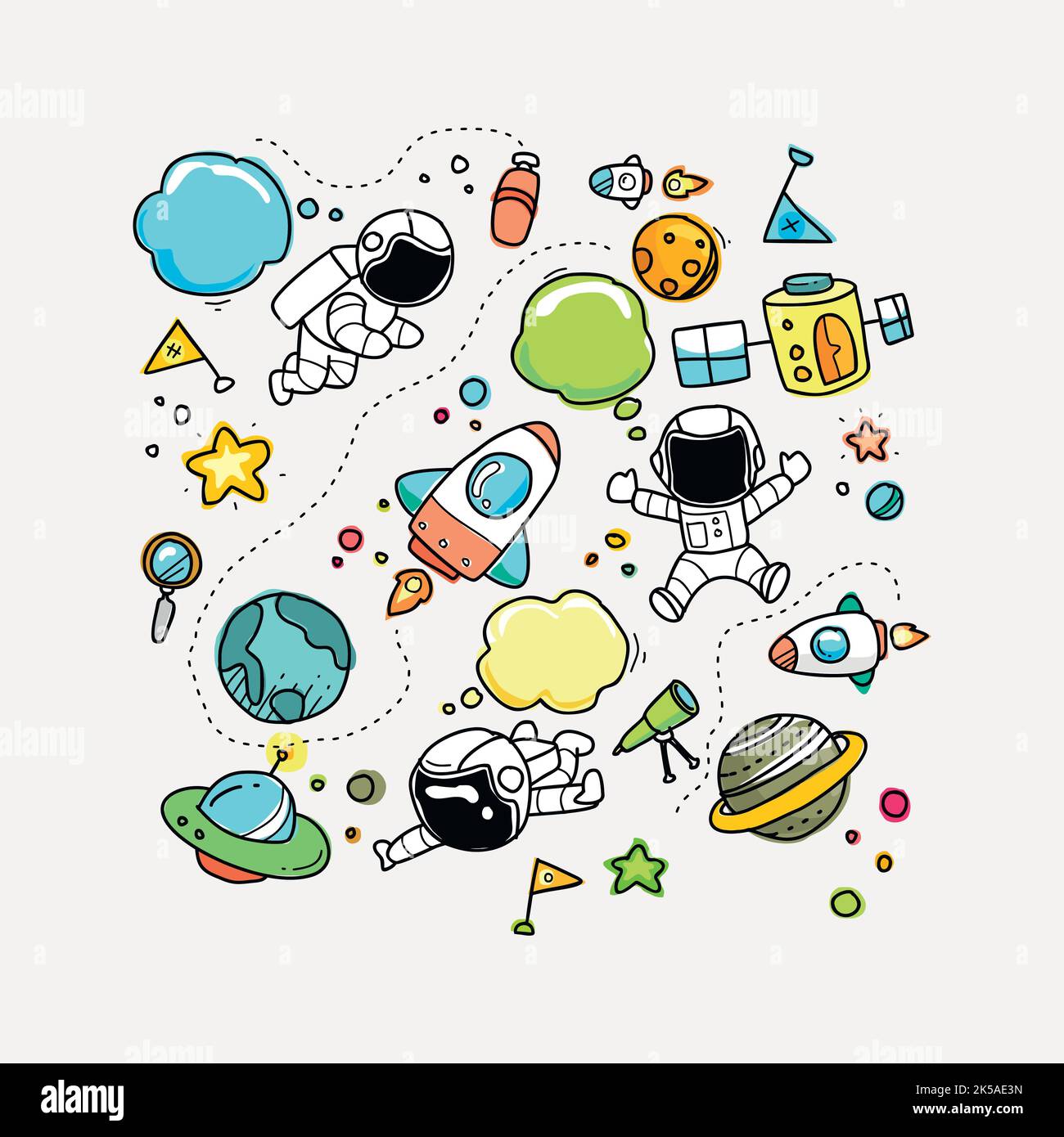 Elemento collage spazio cartoon, carino vettore di illustrazione. Illustrazione Vettoriale