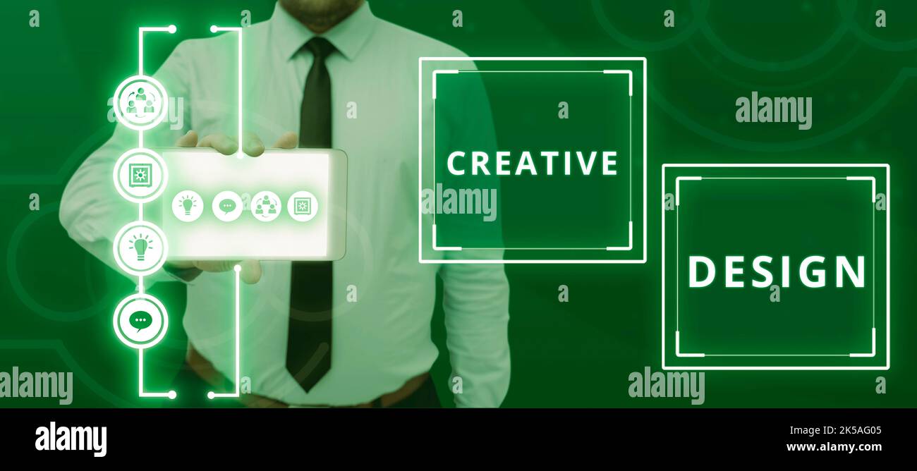 Scrittura a mano di testo Design creativo. Concetto che significa un elemento visivo che soddisfa il suo obiettivo principale Foto Stock