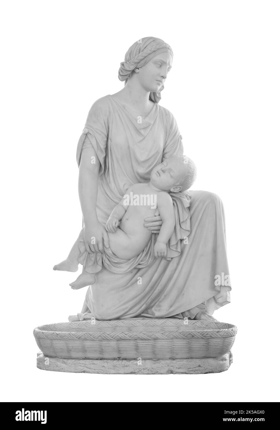 Antica statua. La scultura della Madre di Mosè di Heinrich Imhoff nel Museo statale dell'Hermitage. Foto isolata con tracciato di ritaglio Foto Stock