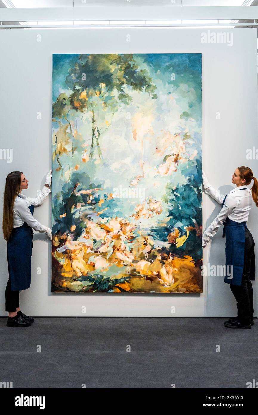Londra, Regno Unito. 7th Ott 2022. Flora Yukhnovich, nessuno mette il bambino nell'angolo, est £500.000-700.000 - Anteprima delle vendite di Arte Contemporanea alle Gallerie di Sotheby's New Bond Street. Credit: Guy Bell/Alamy Live News Foto Stock