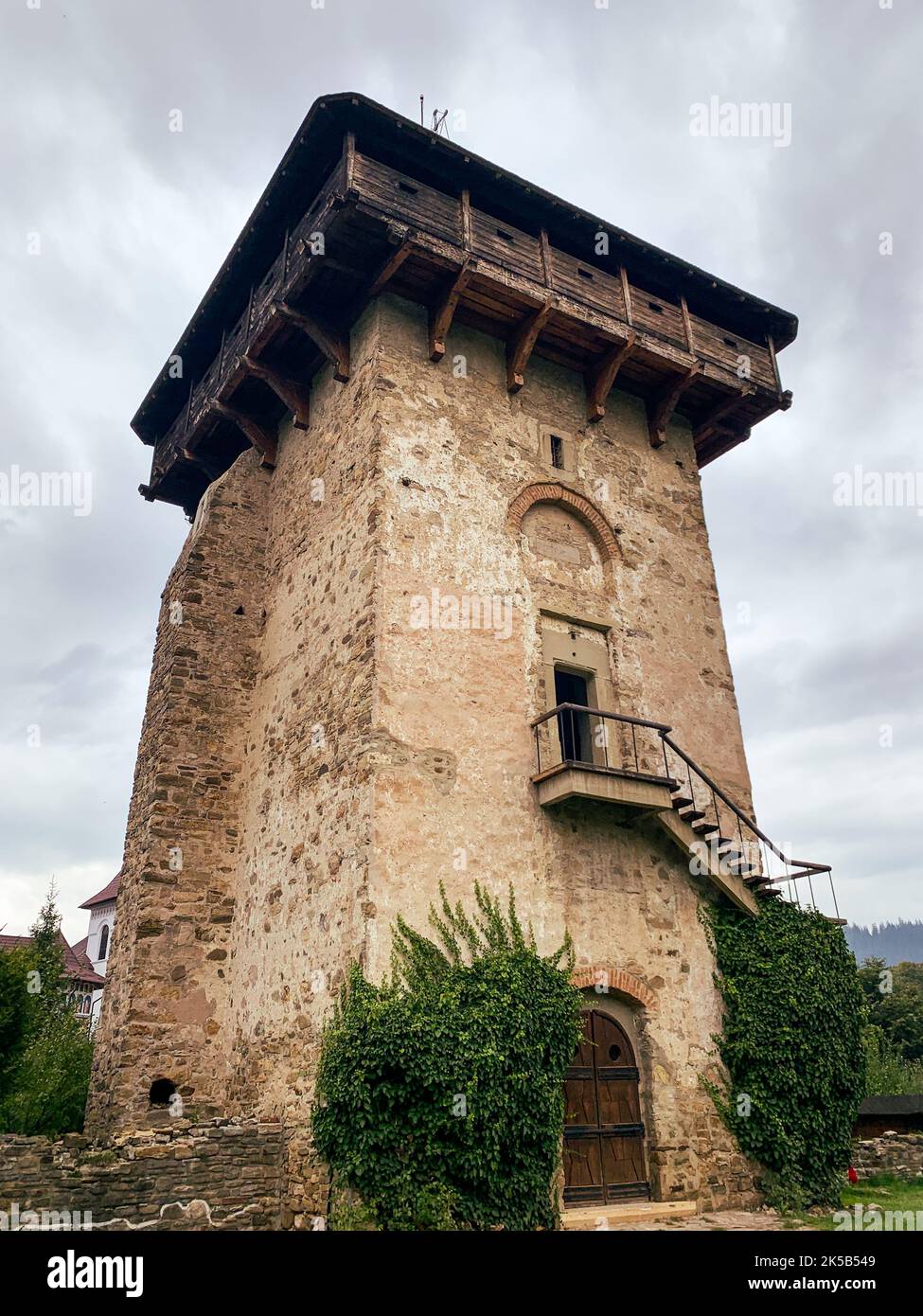 Una facciata del Monastero di Humor a Suceava Foto Stock