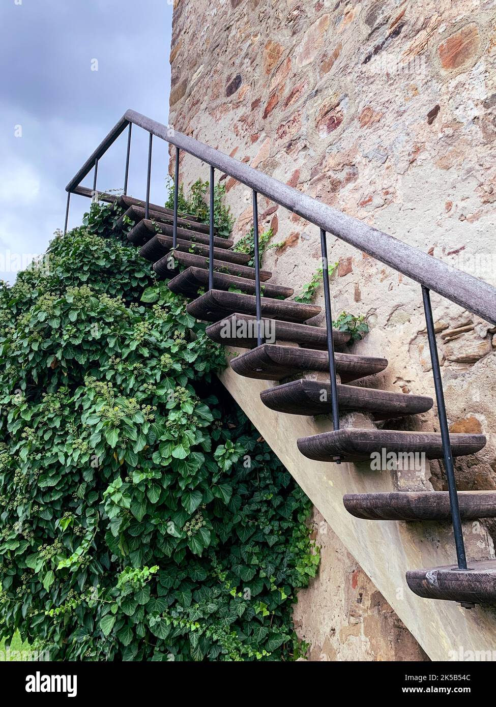 Una scalinata che salirà sul monastero di Humor Foto Stock