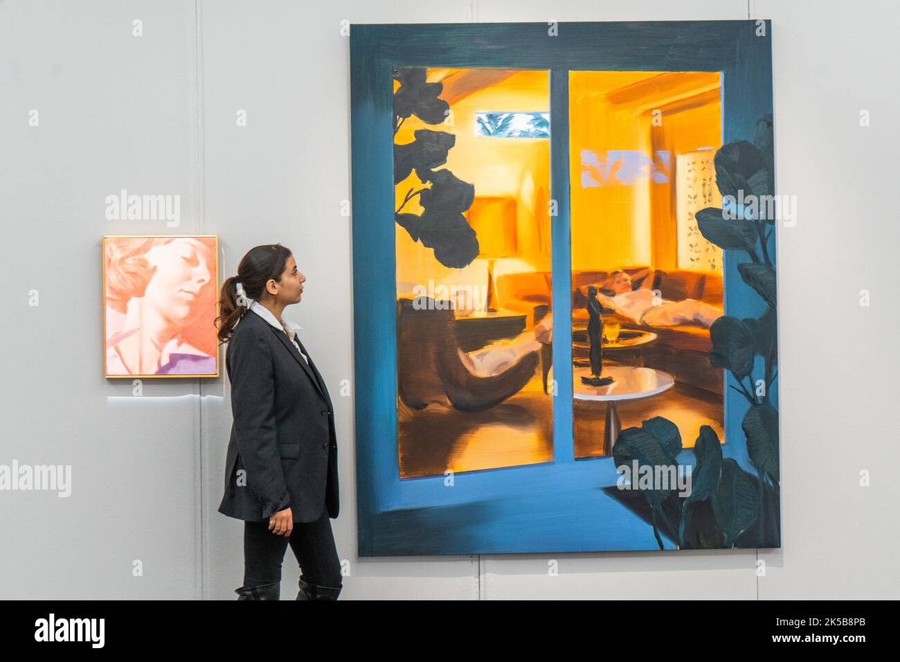 Londra Regno Unito. 7 ottobre 2022 . CAROLINE WALKER, Indoor Outdoor con una stima di GBP 60.000- 80.000. Anteprima delle vendite di Arte Contemporanea a Sotheby's New Bond Street prima dell'asta dal vivo il 14 ottobre Credit: amer Ghazzal/Alamy Live News. Foto Stock