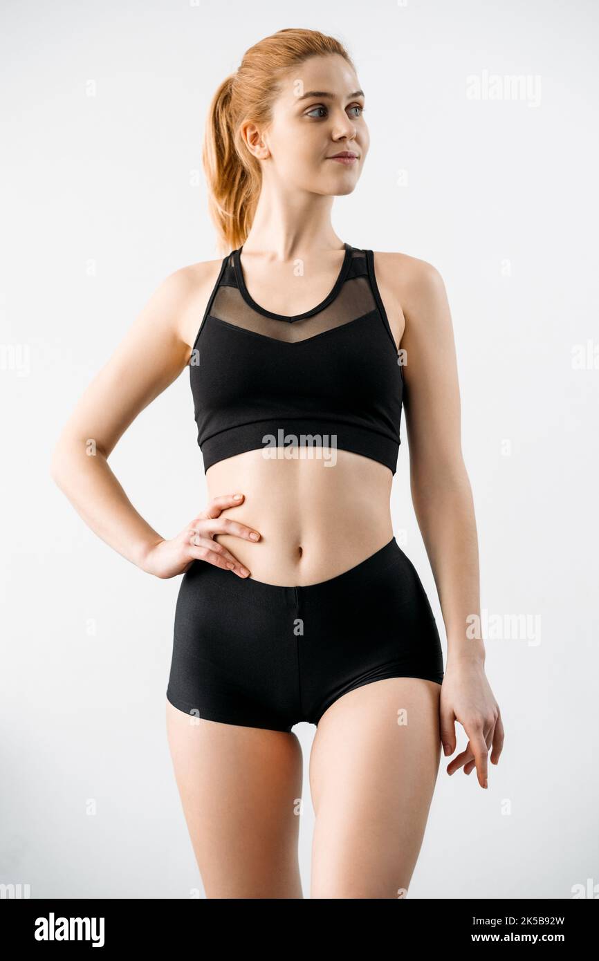 abbigliamento sportivo di moda per l'allenamento donna slim Foto Stock