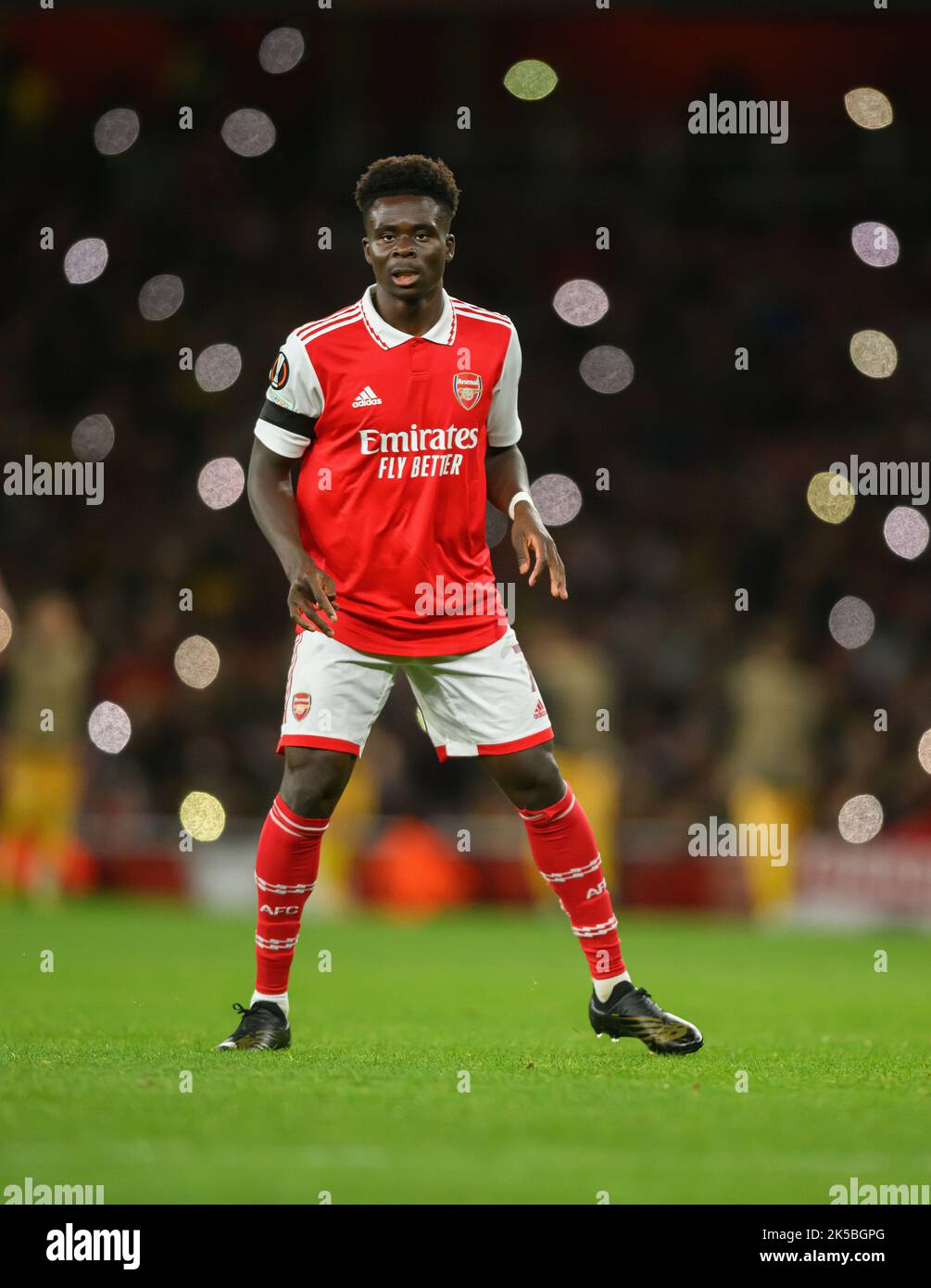 06 ottobre 2022 - Arsenal / FK Bodo/Glimt - UEFA Europa League - Gruppo A - Emirates Stadium Bukayo Saka dell'Arsenal durante la UEFA Europa League Group Una partita all'Emirates Stadium, Londra. Foto : Mark Pain / Alamy Live News Foto Stock