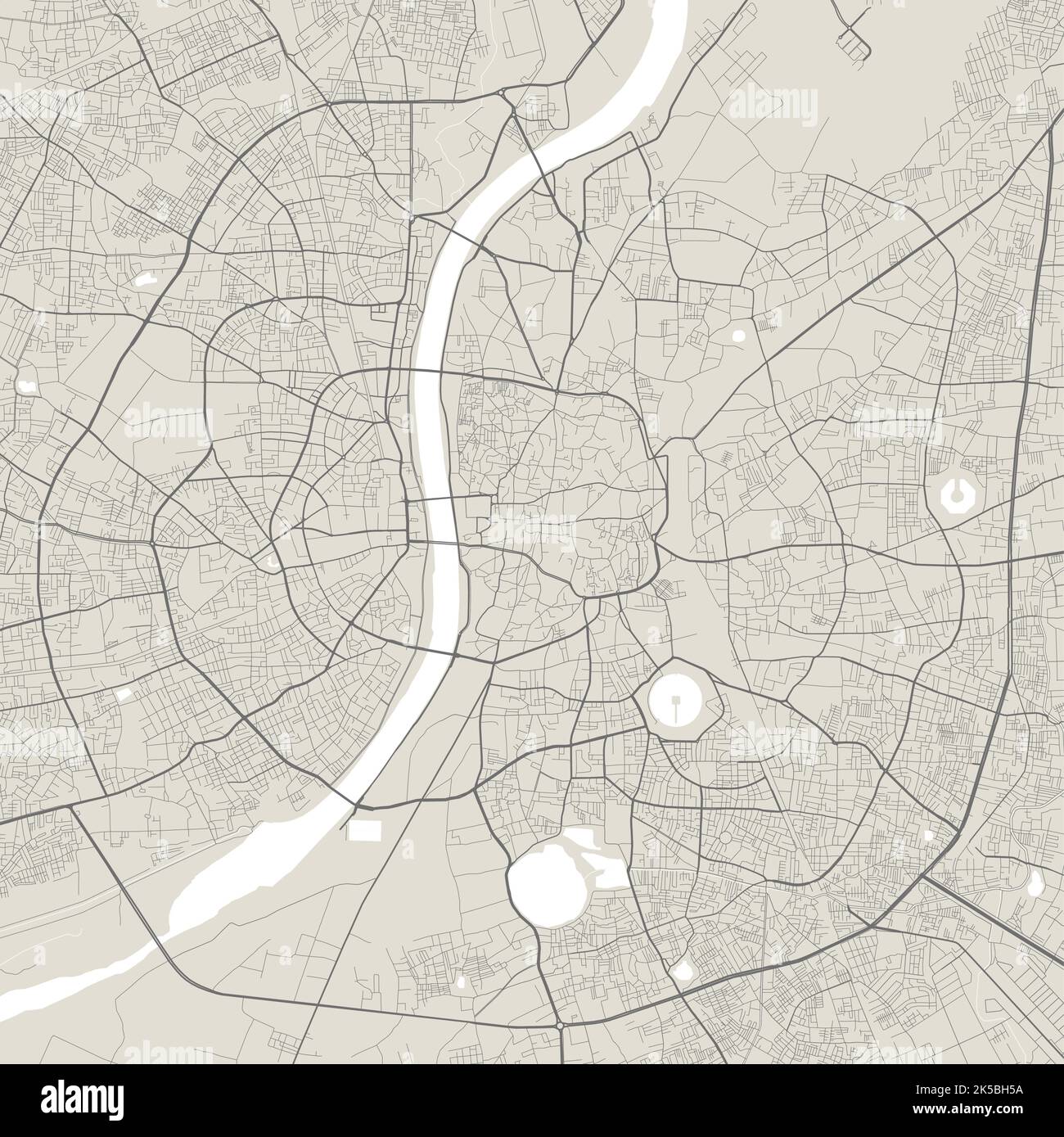 Mappa vettoriale di Ahmedabad, India. Illustrazione del poster della mappa stradale della città urbana. Mappa piazza Ahmedabad art. Illustrazione Vettoriale