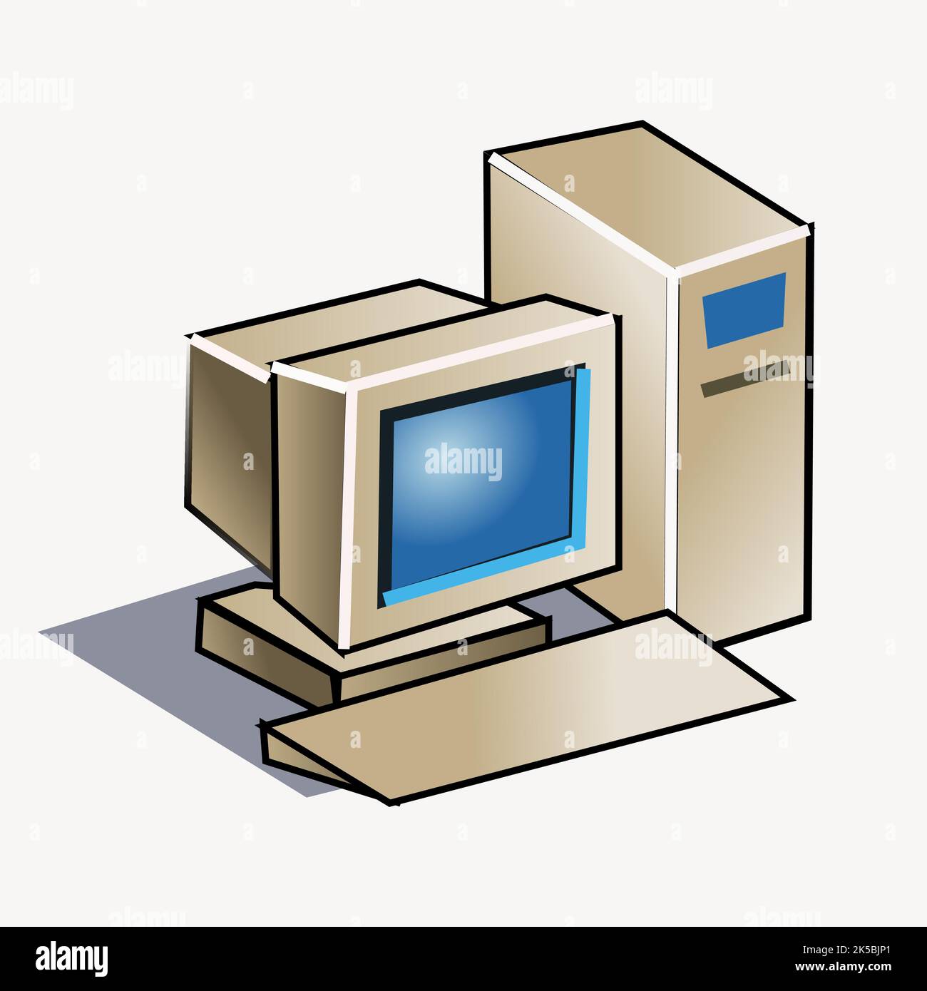 Retro computer clipart, vettore di illustrazione. Illustrazione Vettoriale