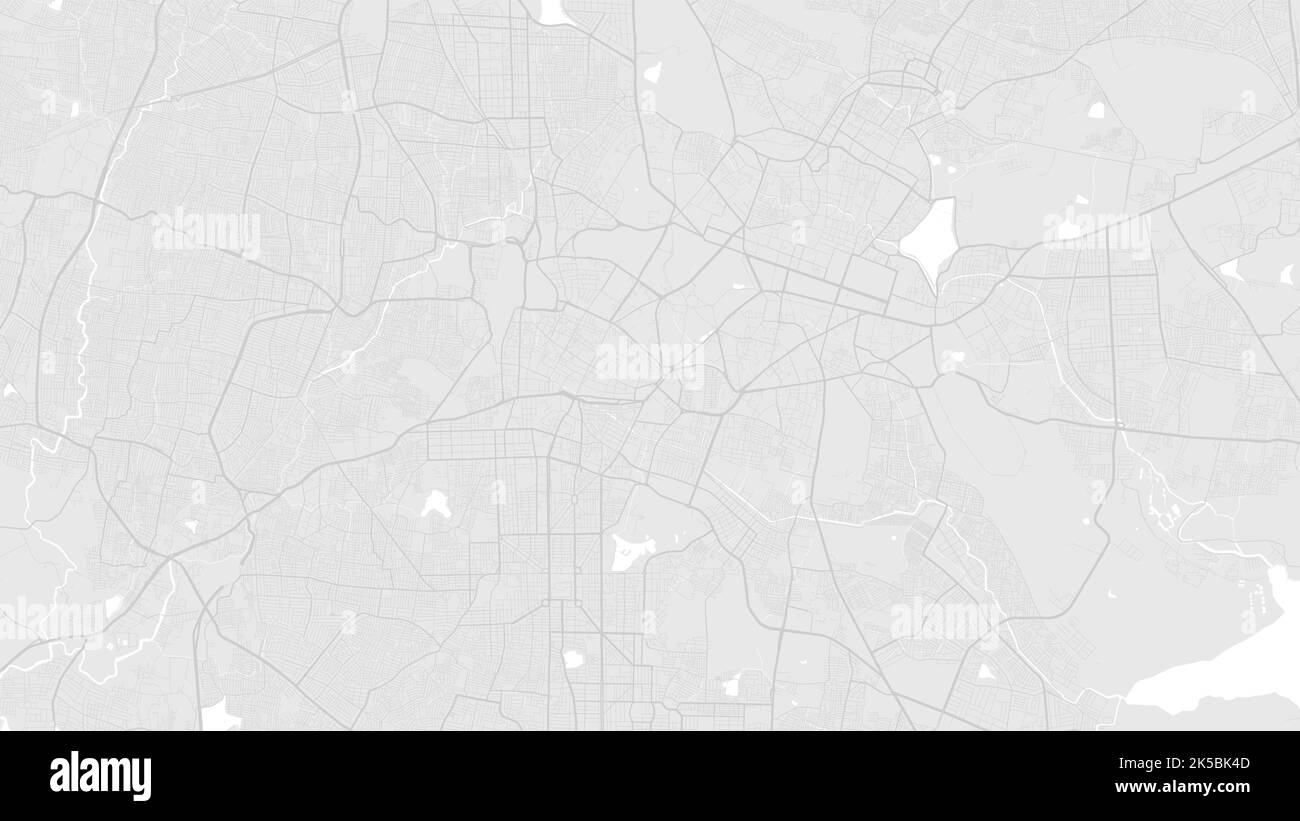 Mappa di sfondo vettoriale dell'area della città di Bangalore, bianco e grigio chiaro, strade di Bengaluru e illustrazione dell'acqua. Proporzioni widescreen, design piatto digitale ROa Illustrazione Vettoriale