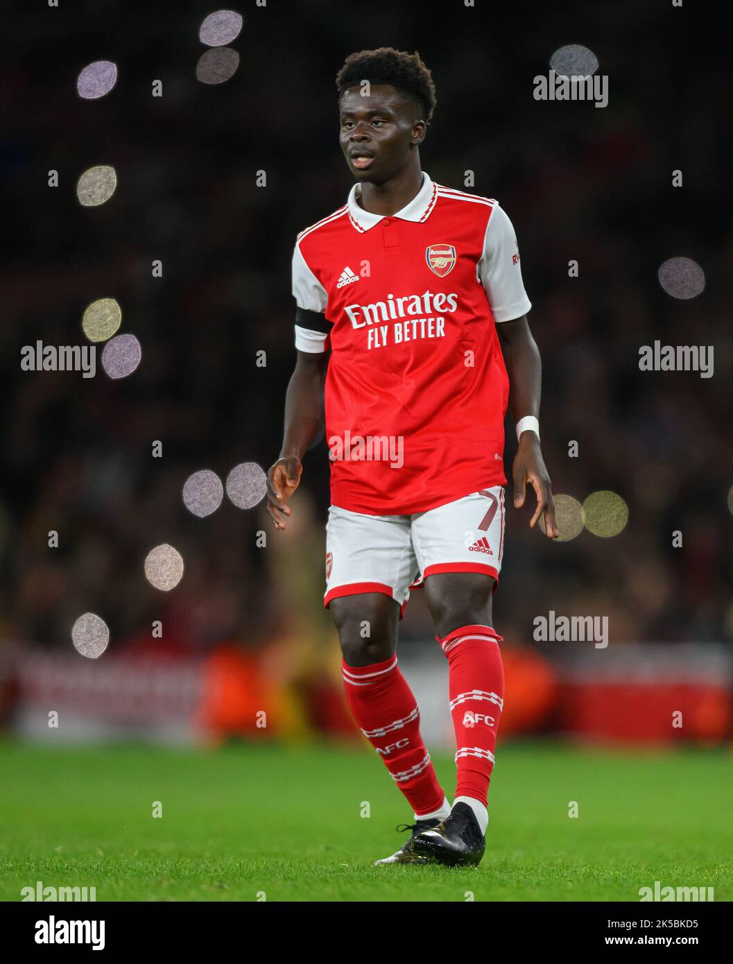 06 ottobre 2022 - Arsenal / FK Bodo/Glimt - UEFA Europa League - Gruppo A - Emirates Stadium Bukayo Saka dell'Arsenal durante la UEFA Europa League Group Una partita all'Emirates Stadium, Londra. Foto : Mark Pain / Alamy Live News Foto Stock