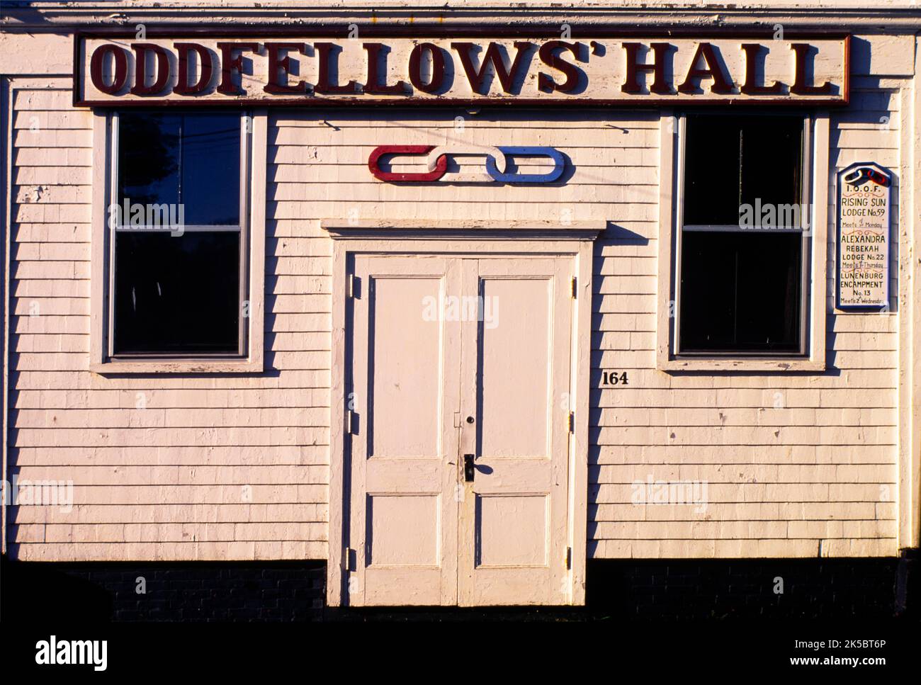 ODD Fellows Hall edificio ingresso frontale negli Stati Uniti Foto Stock