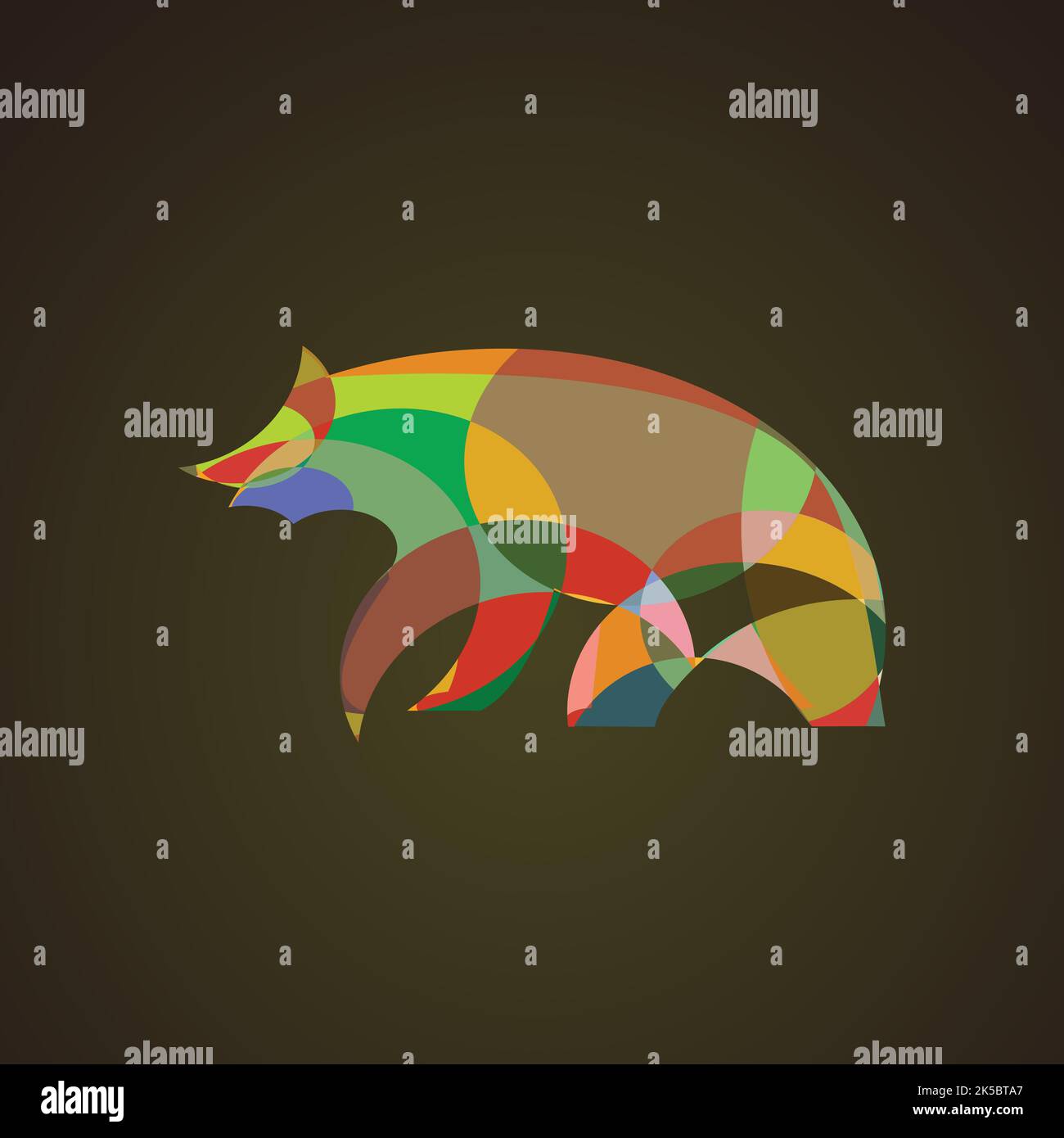 Immagine vettoriale di un disegno di orso su sfondo marrone. Illustrazione vettoriale a strati facilmente modificabile. Animali selvatici. Illustrazione Vettoriale